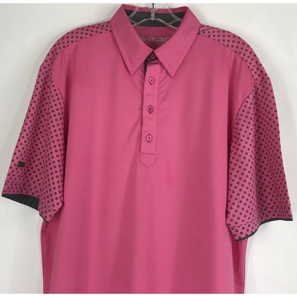 G Mac By Kartel Men's Pink Short Sleeve Golf Polo Shirt Size Medium M Polkadot - Picture 2 of 8